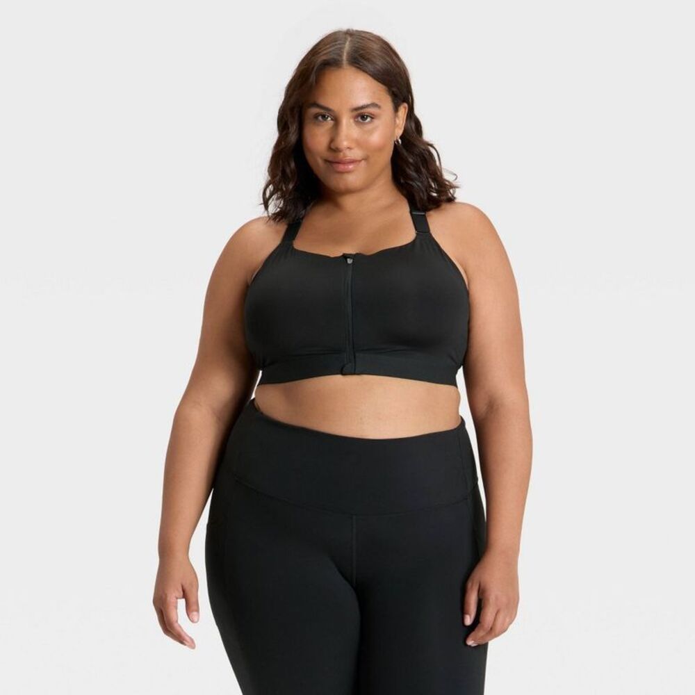 All In Motion - Women's High Support Front Zip Bra - All In Motion Black